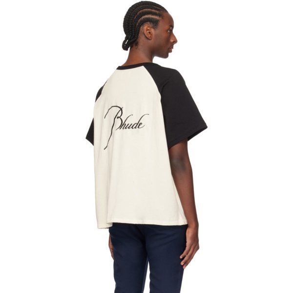  루드 Rhude Black & 오프화이트 Off-White Raglan T-Shirt 241923M213027