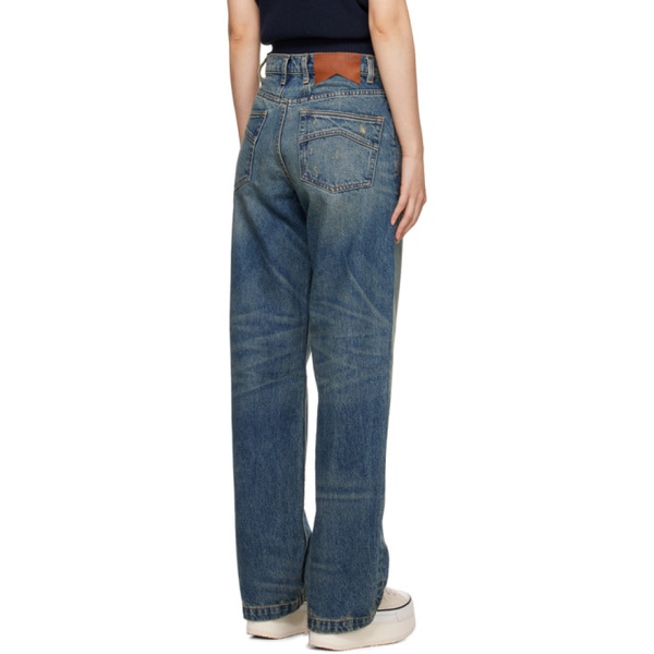  루드 Rhude Indigo Wide-Leg Jeans 241923F069001