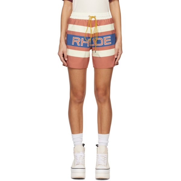  루드 Rhude Orange Pavil Racing Shorts 241923F088007