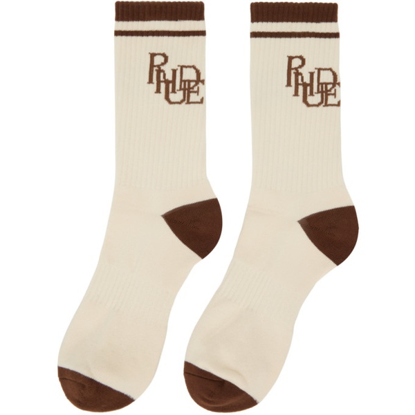  루드 Rhude Beige & Brown Scribble Logo Socks 241923M220020