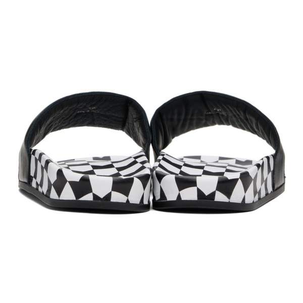  루드 Rhude Black Checkered Leather Slides 241923M234000