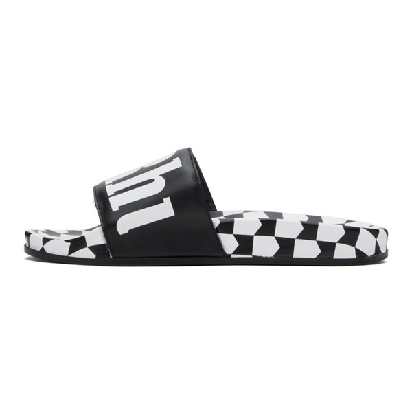  루드 Rhude Black Checkered Leather Slides 241923M234000