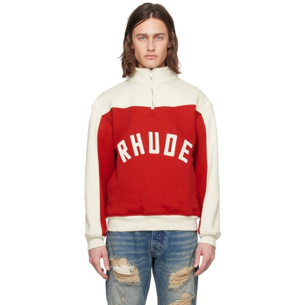  루드 Rhude Red & 오프화이트 Off-White Half-Zip Sweater 241923M202030