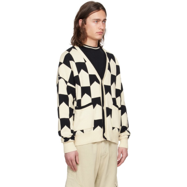  루드 Rhude Black & 오프화이트 Off-White Chevron Cardigan 241923M200002