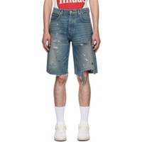 루드 Rhude Indigo Distressed Denim Shorts 232923M193017