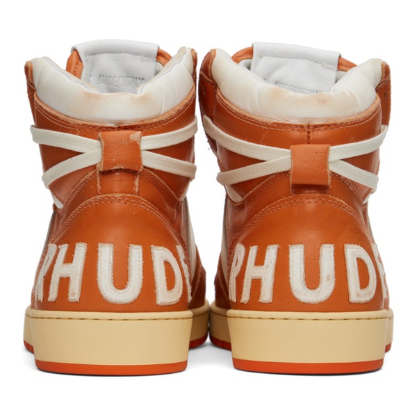  루드 Rhude Orange & White Rhecess Hi Sneakers 231923M236004