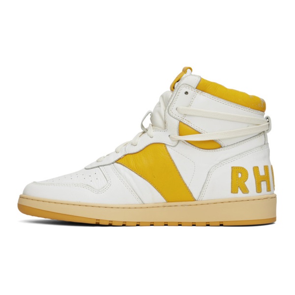  루드 Rhude White & Yellow Rhecess Hi Sneakers 231923M236000