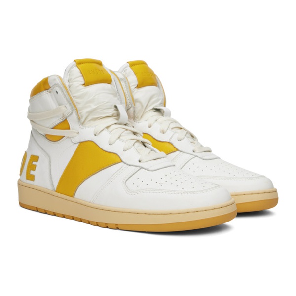  루드 Rhude White & Yellow Rhecess Hi Sneakers 231923M236000