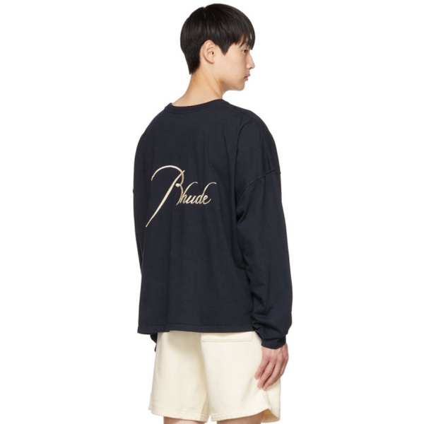  루드 Rhude SSENSE Exclusive Black Reverse Long Sleeve T-Shirt 222923M213020