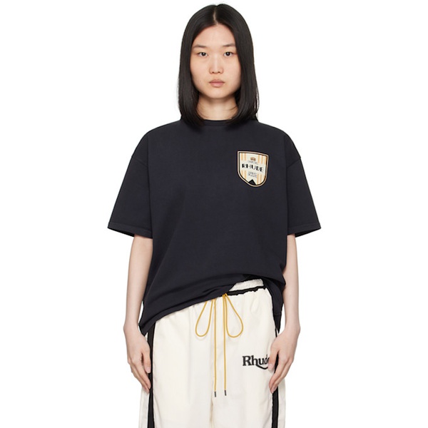  루드 Rhude Black Mont-Blanc Hotel T-Shirt 242923F110007