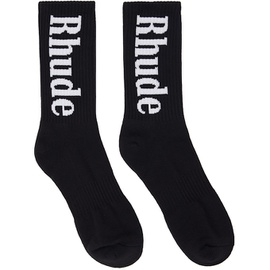 루드 Rhude SSENSE Exclusive Black RH Vertical Socks 242923M220008