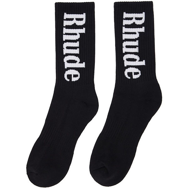  루드 Rhude SSENSE Exclusive Black RH Vertical Socks 242923M220008