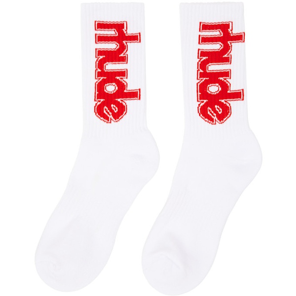  White 루드 Rhude Ski Club Socks 242923M220001