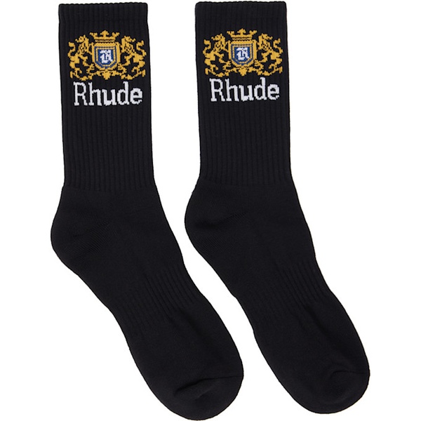  루드 Rhude Black Crest Logo Socks 242923M220003