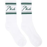 루드 Rhude White Script Logo Socks 242923M220002