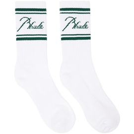 루드 Rhude White Script Logo Socks 242923M220002