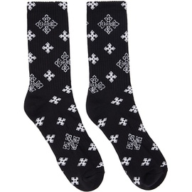 루드 Rhude Black Cross Paisley Jacquard Socks 242923M220007