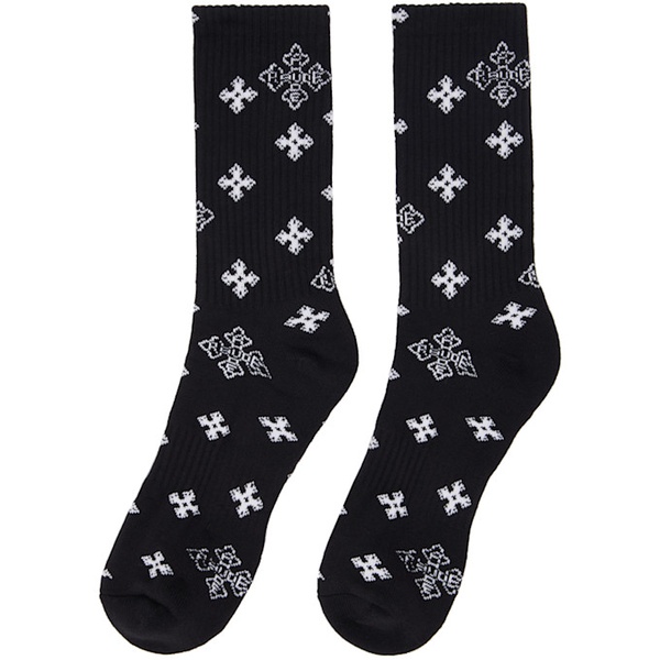  루드 Rhude Black Cross Paisley Jacquard Socks 242923M220007