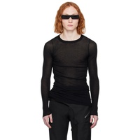 릭 오웬스 Rick Owens Black Raw Edge Long Sleeve T-Shirt 241232M213031