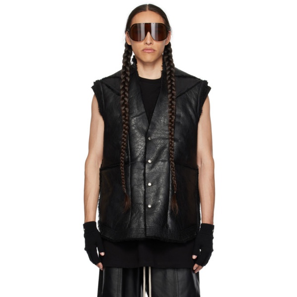  릭 오웬스 Rick Owens Black Fogpocket Shearling Vest 232232M179007