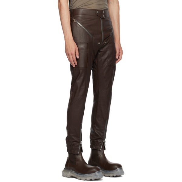  릭 오웬스 Rick Owens Brown Easy Strobe Leather Cargo Pants 232232M188018