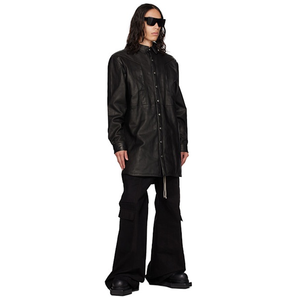  릭 오웬스 Rick Owens Black Jumbo Fogpocket Leather Jacket 232232M181016