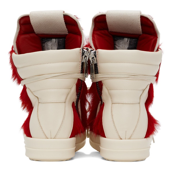  릭 오웬스 Rick Owens Red & 오프화이트 Off-White Geobasket Sneakers 241232F127019