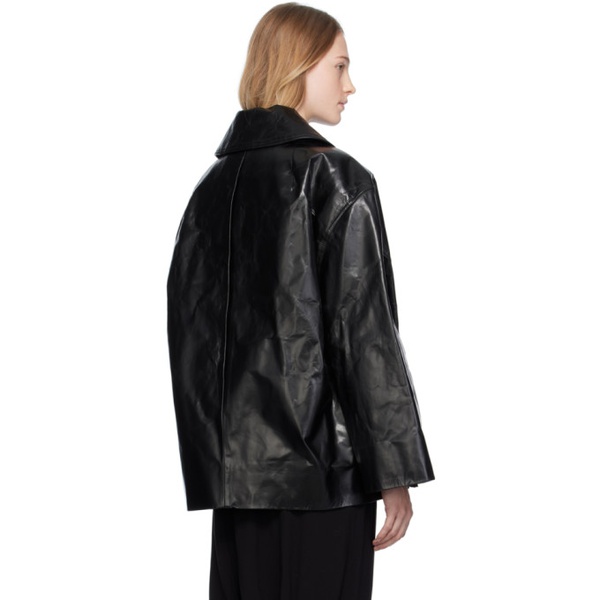  릭 오웬스 Rick Owens Black Cropped Drella Leather Jacket 232232F064002