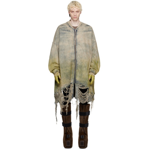  릭 오웬스 Rick Owens 오프화이트 Off-White & Yellow Jumbo Peter Flight Down Denim Jacket 232232M176011