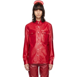 릭 오웬스 Rick Owens Red Outershirt Leather Jacket 241232M180001