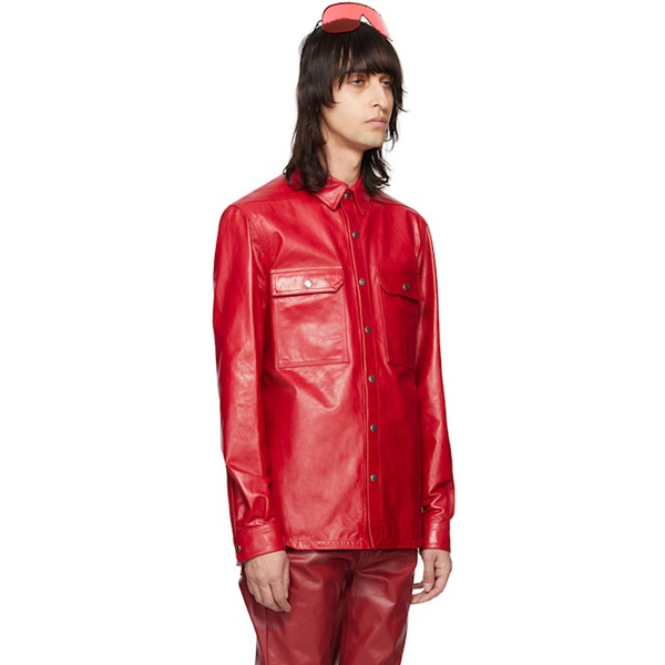  릭 오웬스 Rick Owens Red Outershirt Leather Jacket 241232M180001