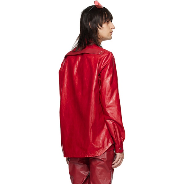  릭 오웬스 Rick Owens Red Outershirt Leather Jacket 241232M180001
