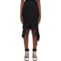 릭 오웬스 다크쉐도우 릭 오웬스 Rick Owens DRKSHDW Black Slivered Denim Midi Skirt 232126F092003