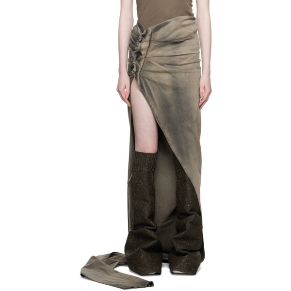  릭 오웬스 다크쉐도우 릭 오웬스 Rick Owens DRKSHDW Taupe Edfu Maxi Skirt 232126F093000