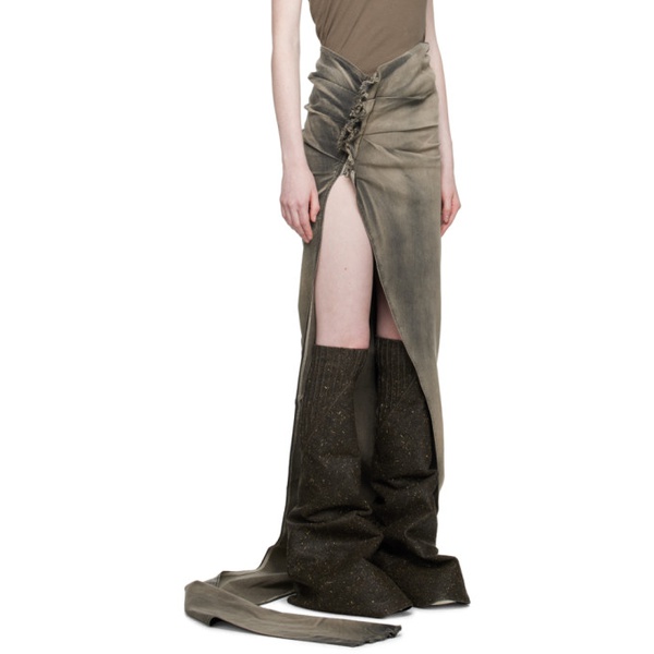  릭 오웬스 다크쉐도우 릭 오웬스 Rick Owens DRKSHDW Taupe Edfu Maxi Skirt 232126F093000