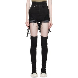 릭 오웬스 다크쉐도우 릭 오웬스 Rick Owens DRKSHDW Black Dirt Cutoff Shorts 232126F088007