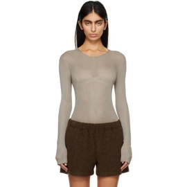 Rier Taupe Semi-Sheer Blouse 241661F107002