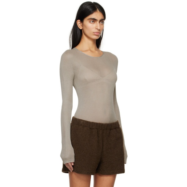  Rier Taupe Semi-Sheer Blouse 241661F107002