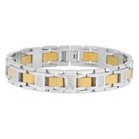 Robert Alton 3/4CTW Diamond Stainless Steel With Two-Tone Finish MEN'S Link Bracelet TS13742