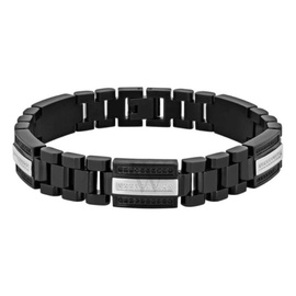 Robert Alton 7/8CTW Black and White Diamond Stainless Steel with Two-Tone Finish MEN'S Link Bracelet TS17844