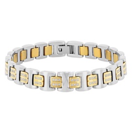 Robert Alton 1CT Diamond Stainless Steel with Yellow Finish MEN'S Link Bracelet TS14141