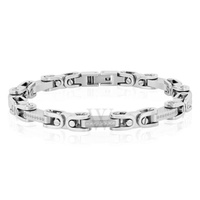 Robert Alton 1/4CTW Diamond Stainless Steel MEN'S Link Bracelet TS17620