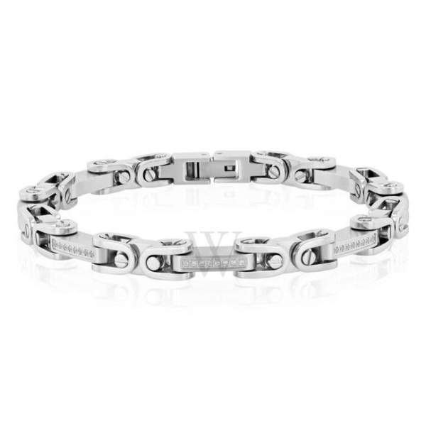  Robert Alton 1/4CTW Diamond Stainless Steel MEN'S Link Bracelet TS17620