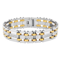 Robert Alton 1/4CTW Diamond Stainless Steel With Yellow Finish MEN'S Link Bracelet TS11873