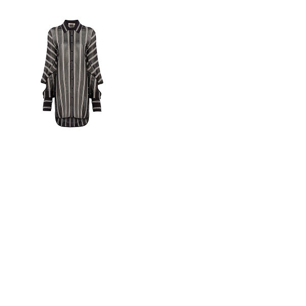  Roberto Cavalli Ladies Black / Gold Knitted Stripe Shirt IWM745-MO007-D0007