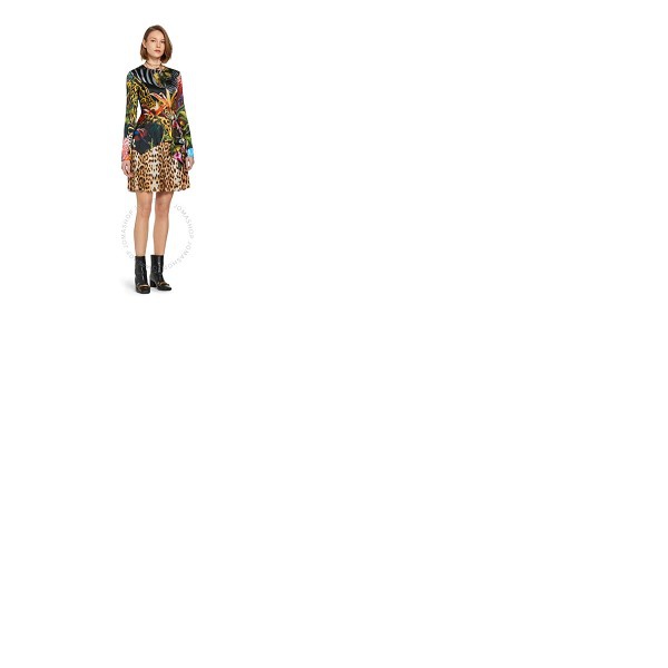  Roberto Cavalli Ladies Paradise Found Print Peplum Satin Dress JQT116-4PS01-D0136