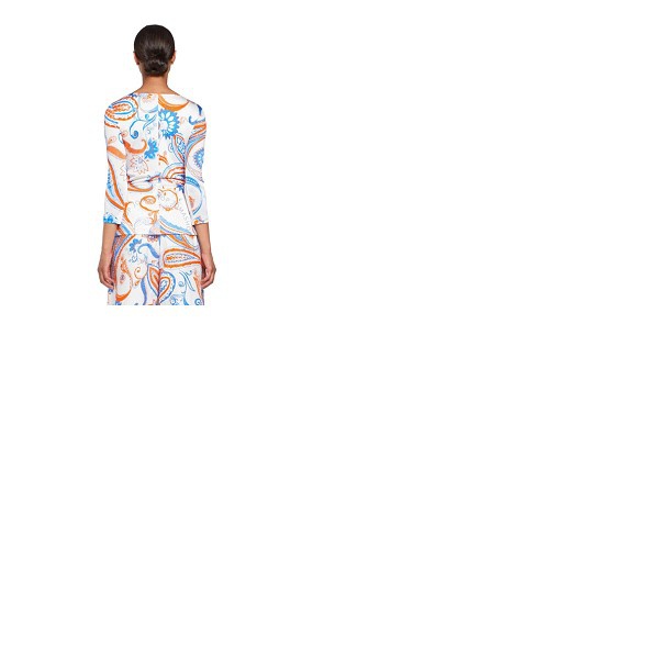  Roberto Cavalli Ladies Bandana Print V-neck Wrap Top IQT618-9EP82-D0538