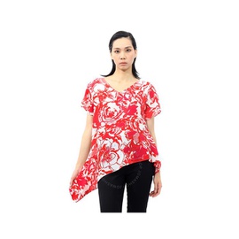 Roberto Cavalli Ladies Rose-Print Silk Top IQT602-SQP69-D2385