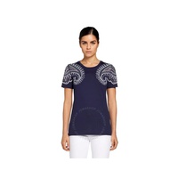 Roberto Cavalli Ladies Indigo Bandana Crystal-Embellished Cotton T-shirt IQR651-JD060-04835