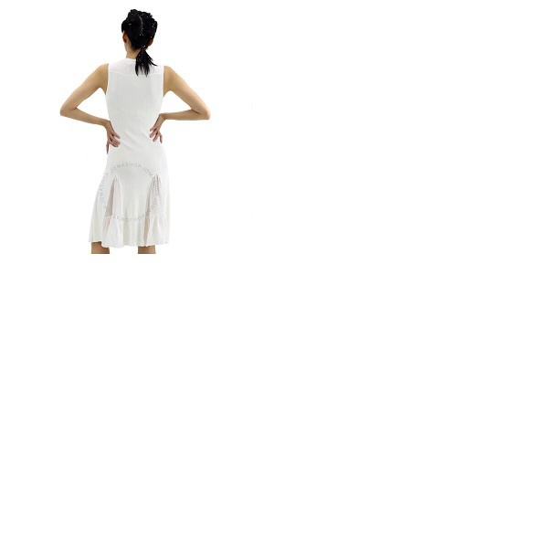  Roberto Cavalli Ladies Natural White Viscose And Silk V-Neck Dress IQM152-MH001-00051